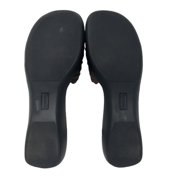 George Leather Basket Weave Sandals Brown Size 10 Slip On - Picture 7 of 8